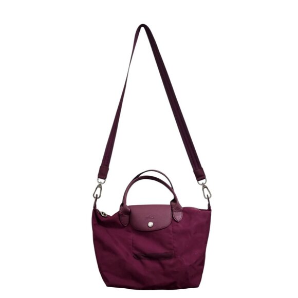 Longchamp Le Pliage Nylon Leather Burgundy S Neo Strap Shoulder Bag - Picture 2 of 16